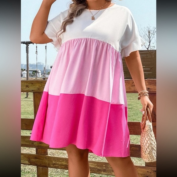 Plus color block smock dress - Picture 5 of 10